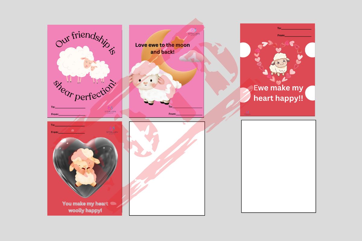 Adorable Valentine's Day Cards - Sheep and Cow Themed (Digital Download) Stollen Moments