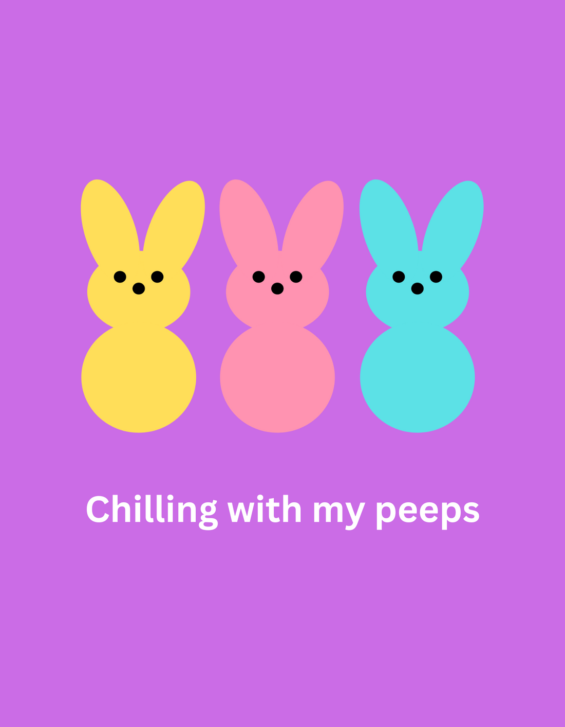 Colorful Easter Peeps candies on deep purple background with text 'Chillin' with My Peeps'. Perfect Easter 2024 gift for kids and families. Non-candy option for Easter baskets. Ideal Easter gift for adults and kids.